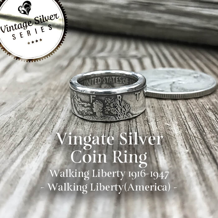 [リング]シルバーコインリング Walking Liberty -自由の女神-